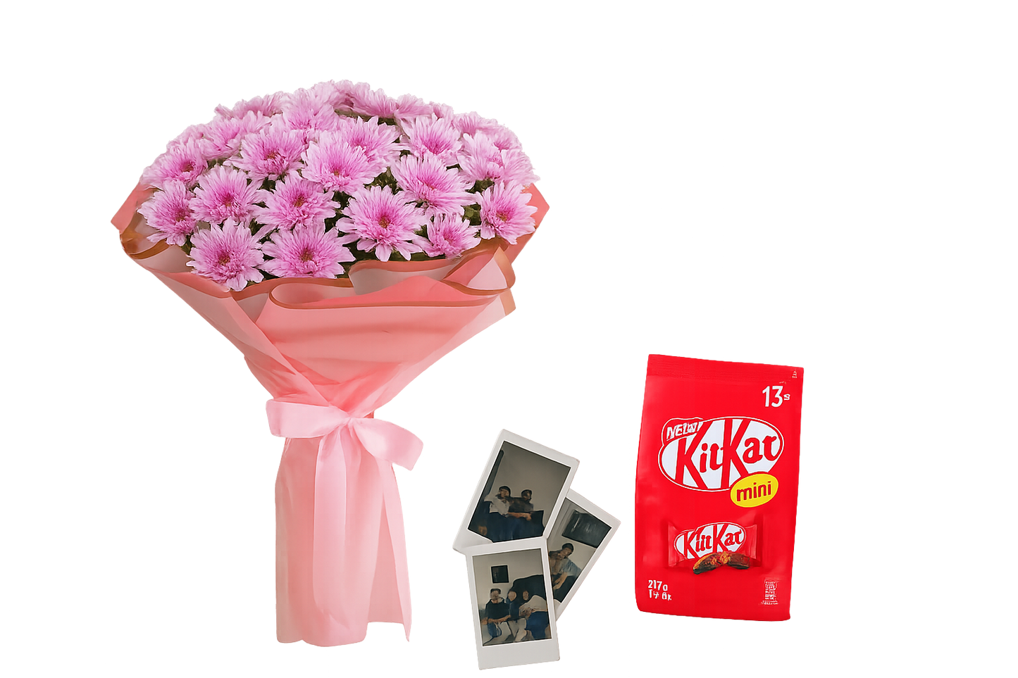 Blush Blooms & KitKat Combo with Polaroids